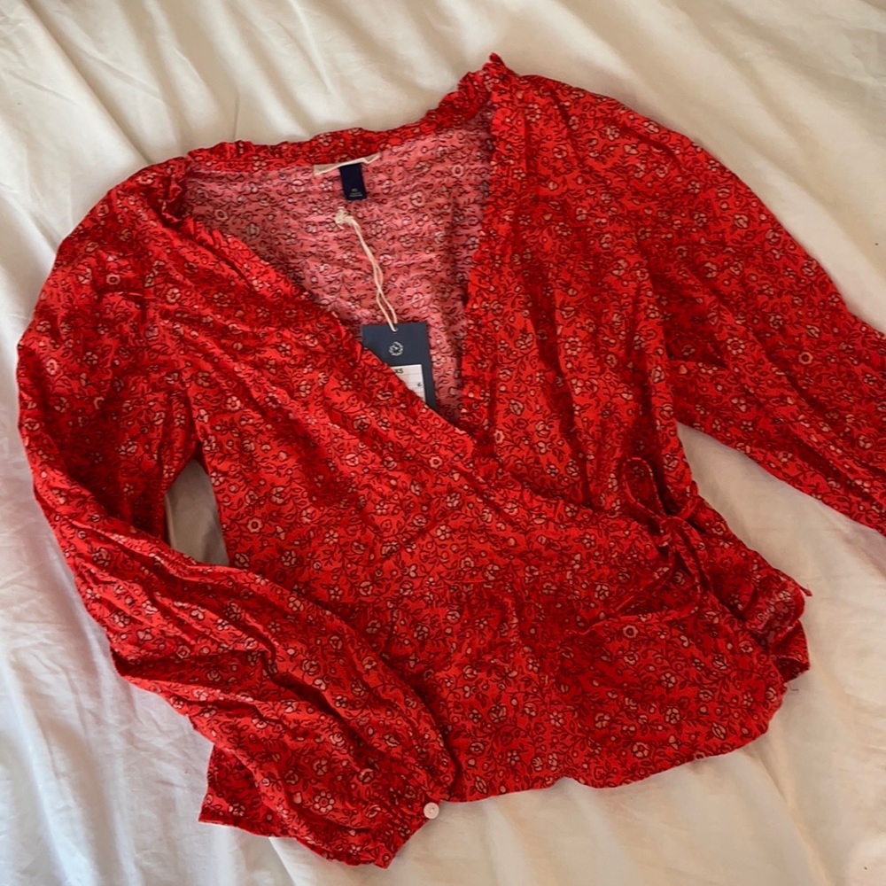 Orange floral blouse